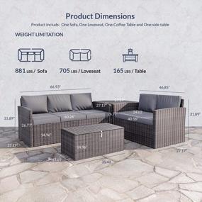 img 3 attached to 4 Piece Outdoor Rattan Patio Conversation Set With Couch, Loveseat, Table & Storage - Lima (Grey)