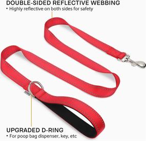 img 3 attached to Reflective Double-Sided Dog Leash With Padded Handle For Small & Medium Dogs - 5FT Red Nylon Lead For Walking And Training By Joytale