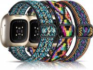 adjustable braided nylon solo loop strap compatible with fitbit sense/ versa 3 bands for men & women logo