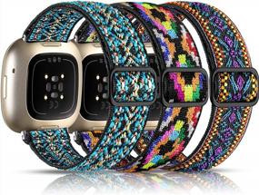 img 4 attached to Adjustable Braided Nylon Solo Loop Strap Compatible With Fitbit Sense/ Versa 3 Bands For Men & Women