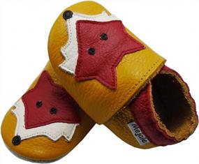 img 1 attached to Soft Leather Moccasins For Babies: Mejale Cartoon Butterfly Infant Toddler First Walker Slippers