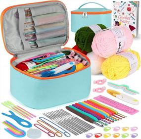 img 4 attached to Portable Crochet Set With Yarn And Hooks Ergonomic Soft Grip Knitting & Crochet Supplies Travel Starter Kit Case For Beginners, Crafters And Professionals By Coopay