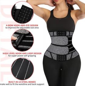 img 3 attached to Women'S Neoprene Sauna Waist Trainer Corset Sweat Belt Compression Cincher Band Workout Fitness Back Support