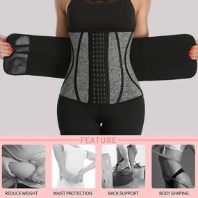 img 2 attached to Women'S Neoprene Sauna Waist Trainer Corset Sweat Belt Compression Cincher Band Workout Fitness Back Support