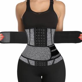 img 4 attached to Women'S Neoprene Sauna Waist Trainer Corset Sweat Belt Compression Cincher Band Workout Fitness Back Support