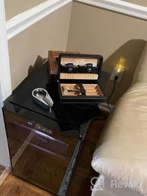 img 5 attached to Portable Leather Cigar Humidor Case With Humidifier And Cedar Wood For Travel - 4 Piece Set In Black