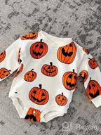 img 1 attached to 🎃 Pumpkin Sweatshirt Romper for Baby Halloween Outfit - Unisex Long Sleeve Onesie, Fall Halloween Baby Clothes review by Vishal Geske