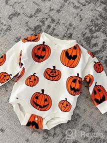 img 5 attached to 🎃 Pumpkin Sweatshirt Romper for Baby Halloween Outfit - Unisex Long Sleeve Onesie, Fall Halloween Baby Clothes