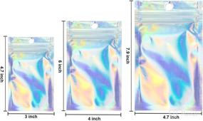 img 3 attached to 🌈 Pack of 100 Resealable Holographic Mylar Bags - Smell Proof for Food Storage, Coffee Beans, Candy, and Jewelry Packaging in Assorted Sizes