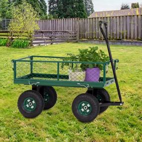 img 1 attached to 600-Pound Capacity Heavy Duty Garden Cart For Yard, Lawn, And Landscape With Dump Wagon And Utility Features By KINTNESS