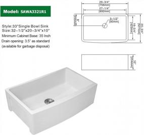 img 2 attached to 33 White Farmhouse Sink - Sarlai 33 Inch White Kitchen Sink Curved Apron Front Ceramic Porcelain Fireclay Single Bowl Farm Sink Basin
