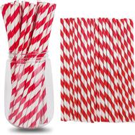 🔴 250-pack red & white paper drinking straws, 7.75 inch disposable striped straws, eco-friendly biodegradable party straws, natural paper straws for sustainable decorations логотип