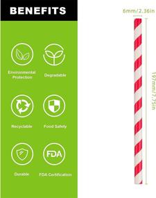 img 3 attached to 🔴 250-Pack Red & White Paper Drinking Straws, 7.75 inch Disposable Striped Straws, Eco-Friendly Biodegradable Party Straws, Natural Paper Straws for Sustainable Decorations