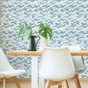 img 3 attached to Paul Brent Blue And White Watercolor Chevron Peel & Stick Wallpaper By RoomMates RMK11357RL