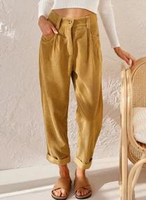 img 2 attached to Womens High Waisted Corduroy Pants With Straight Leg, Zipper/Button Closure, And Two Pockets – QACOHU Trousers