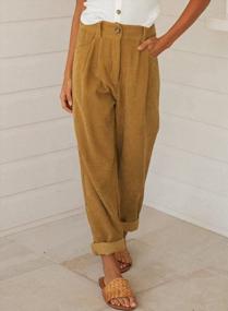 img 1 attached to Womens High Waisted Corduroy Pants With Straight Leg, Zipper/Button Closure, And Two Pockets – QACOHU Trousers