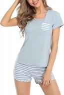 stay stylish and comfortable with colorfulleaf women's striped short sleeve pajama sets logo