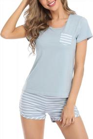 img 4 attached to Stay Stylish And Comfortable With COLORFULLEAF Women'S Striped Short Sleeve Pajama Sets