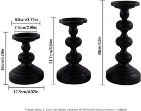 img 2 attached to Set Of 3 Black Metal Candle Holders For Pillar Candles - Ideal Home And Wedding Decorations, Perfect For Centerpieces, Fireplaces, And Tables