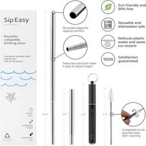 img 3 attached to Sip Easy - 2-Pack Collapsible Metal Reusable Straws with Portable Case