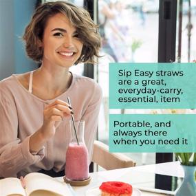 img 2 attached to Sip Easy - 2-Pack Collapsible Metal Reusable Straws with Portable Case