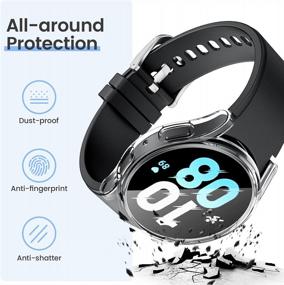 img 1 attached to Полный комплект защиты для Samsung Galaxy Watch 5/4 - 2 + 2 упаковки Goton Защитная пленка для экрана и чехол для 44 мм - Жесткий бампер и противотуманная пленка из закаленного стекла в комплекте