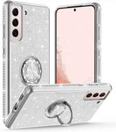 ocyclone compatible with samsung galaxy s22 case, glitter cute diamond cover with ring stand, protective phone case with kickstand compatible for samsung s22 case for women girls 6.1 inch - silver logo
