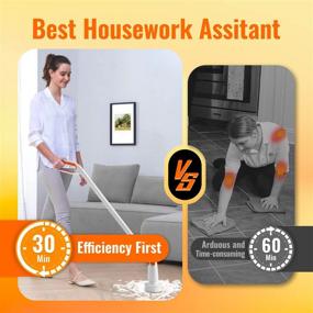 img 2 attached to 🧼 Efficient Electric Spin Scrubber for Bathroom Cleaning: Power Shower Brush with Long Handle & 4 Scrub Brushes Set for Grout, Floor, Tub, Sink, Corners - Perfect for Kitchen Tiles & Walls