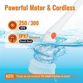 img 3 attached to 🧼 Efficient Electric Spin Scrubber for Bathroom Cleaning: Power Shower Brush with Long Handle & 4 Scrub Brushes Set for Grout, Floor, Tub, Sink, Corners - Perfect for Kitchen Tiles & Walls