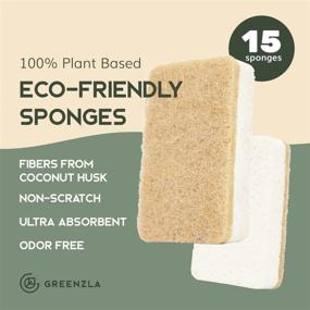 img 3 attached to 🌿 Greenzla Eco-Friendly Kitchen Sponges 15 Pack - Natural Hemp/Sisal Biodegradable Cleaning Dish Sponge for Sustainable Living