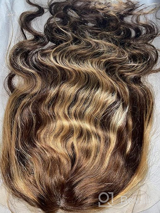 img 1 attached to BLY Ombre Blonde Lace Front Wigs For Women Human Hair Light Brown To Blonde #27 Color Body Wave 4X4 Transparent Lace 180% Density Glueless Pre Plucked Wigs 24 Inch review by Lily Ellison
