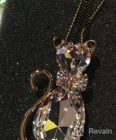 img 8 attached to Rigant Gold Plated Heart Cut & Teardrop Swarovski Elements Crystal Bow Tie Cat Animal Pendant Long Chain Necklace - Elegant Jewelry Statement Piece