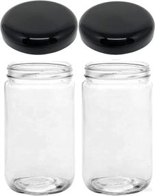 img 4 attached to 🏺 32 oz Glass Storage Jars with Extra Wide Mouth - Set of 2 (BPA Free) Plastic Jar Lids - Made in USA by Jarming Collections (2 Black Dome Plastic Lids)