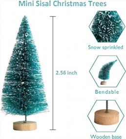 img 3 attached to 20 упаковок сине-зеленых мини-сизалевых деревьев со снежным инеем и деревянными основами для праздничного домашнего декора и поделок своими руками