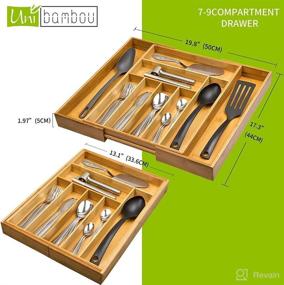 img 3 attached to 🎍 Natural Bamboo Kitchen Drawer Organizer with Expandable Utensil and Silverware Tray - Cutlery Holder and Flatware Organizer with Wood Silverware Holder