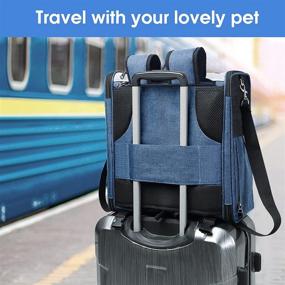 img 2 attached to 🐱 ZAKEEP Cat Carrier Backpack with Pockets, Plush Mat and Leash - Collapsible Pet Carrier Backpack for Small Medium Puppy, ideal for Travel and Hiking