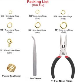 img 3 attached to 1504Pcs Gold Open Jump Ring & Lobster Clasps Kit - Jewelry Making Supplies For Necklace Repair (EuTengHao)