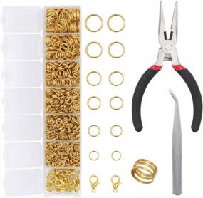 img 4 attached to 1504Pcs Gold Open Jump Ring & Lobster Clasps Kit - Jewelry Making Supplies For Necklace Repair (EuTengHao)