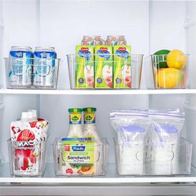 img 1 attached to Clear Plastic Fridge Organizer Bins - Set Of 6, Ideal For Kitchen Cabinet, Pantry, And Freezer Storage, BPA-Free, 12.5" Long-Medium Size By HOOJO