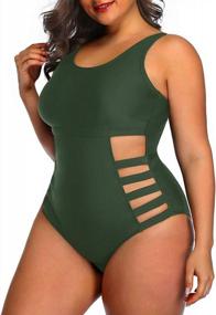 img 2 attached to Plus Size Swimsuits For Women - High Waisted One Piece Tummy Control Monokini With Sexy Cutout Detail