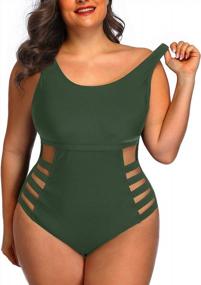 img 1 attached to Plus Size Swimsuits For Women - High Waisted One Piece Tummy Control Monokini With Sexy Cutout Detail