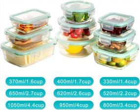 img 3 attached to Оставайтесь свежими и организованными с контейнерами для хранения из стекла Bayco - 9 наборов герметичных контейнеров для приготовления пищи в синем цвете.