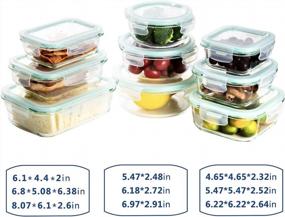 img 2 attached to Оставайтесь свежими и организованными с контейнерами для хранения из стекла Bayco - 9 наборов герметичных контейнеров для приготовления пищи в синем цвете.