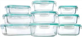 img 4 attached to Оставайтесь свежими и организованными с контейнерами для хранения из стекла Bayco - 9 наборов герметичных контейнеров для приготовления пищи в синем цвете.