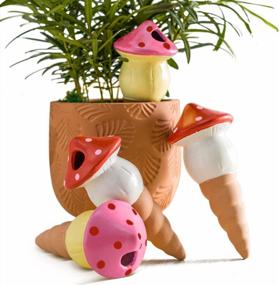 img 4 attached to 4 Pack Self Watering Spikes Terracotta Plant Watering Devices Mushroom Top Fill 5.4 Oz