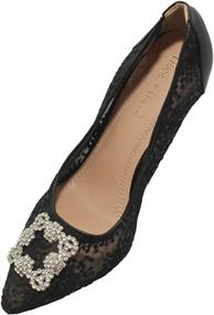 img 2 attached to Stylish Velvet Pumps With Lace, Rhinestone Details For Formal Events & Parties