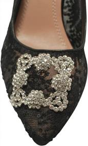 img 3 attached to Stylish Velvet Pumps With Lace, Rhinestone Details For Formal Events & Parties