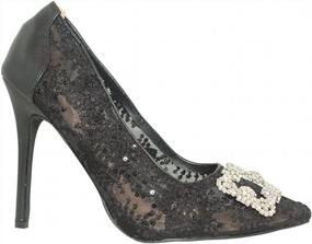img 4 attached to Stylish Velvet Pumps With Lace, Rhinestone Details For Formal Events & Parties