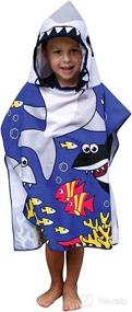 img 3 attached to BabyLuv's Kids Hooded Beach Towel - 24"x48" - Unisex, Ages 2-9 - Cartoon Character Shark - Quick-Dry & Breathable Microfiber - One-Size-Fits-All