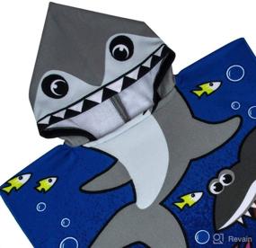 img 2 attached to BabyLuv's Kids Hooded Beach Towel - 24"x48" - Unisex, Ages 2-9 - Cartoon Character Shark - Quick-Dry & Breathable Microfiber - One-Size-Fits-All